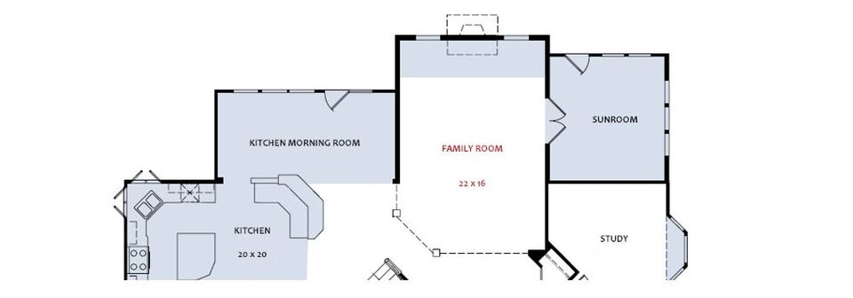 Transitional Great Room with Modern Accents Design- Before Photo