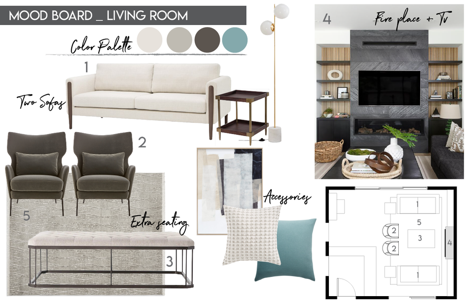 Diseño de Salón Neutral, Elegante y Acogedor Jatnna M. Moodboard 2 miniatura