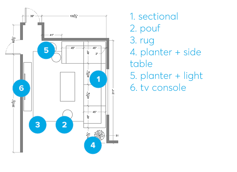 Online Designer Combined Living/Dining Floorplan