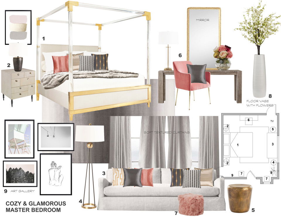 Classy glam bedroom  Laura A. Moodboard 2 thumb