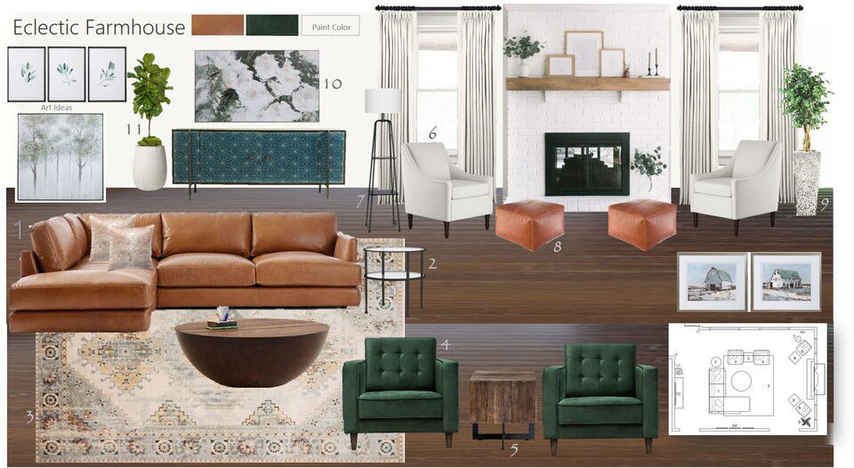 Hogar Ecléctico Cálido con Chimenea de Ladrillo Blanco Wanda P. Moodboard 1 thumb