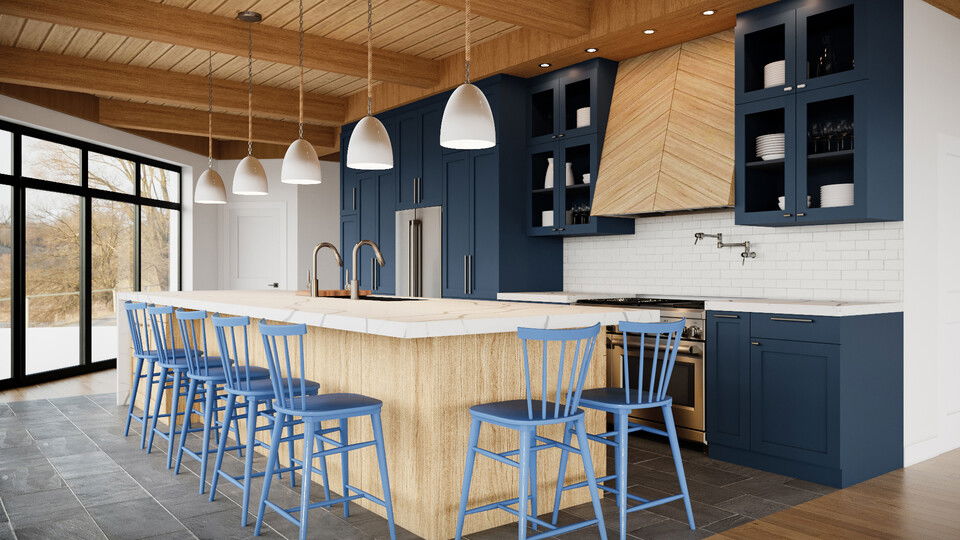 Wooden Ceiling Transitional Kitchen Remodel