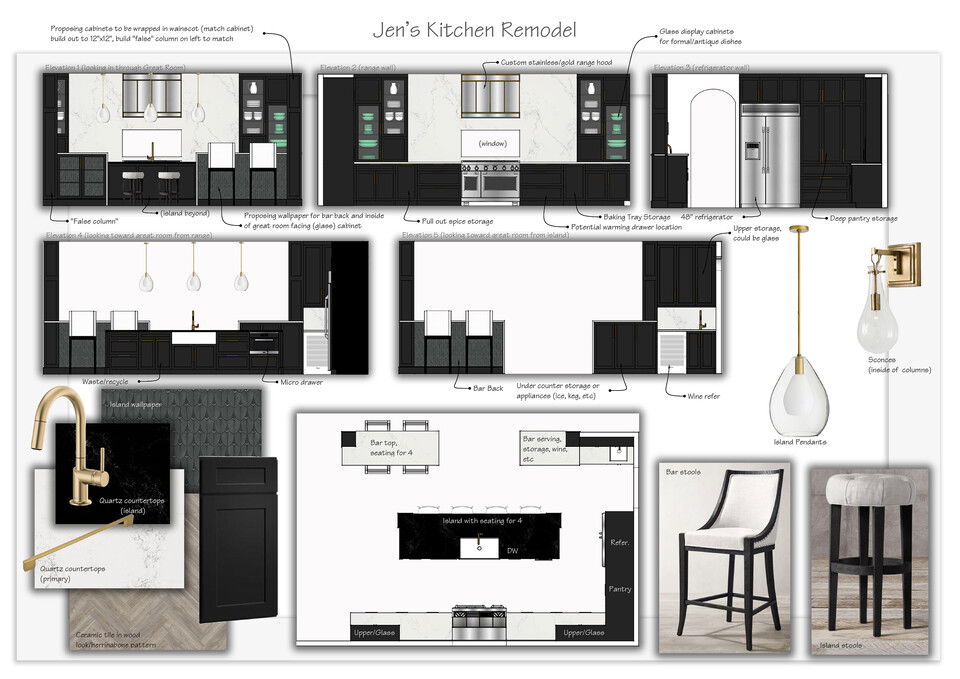 Diseño de Interior de Cocina y Lavadero Elegante Betsy M. Tablero de Inspiración 2