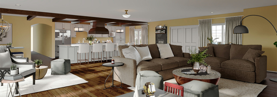 Transitional Style Home Decor- After Rendering