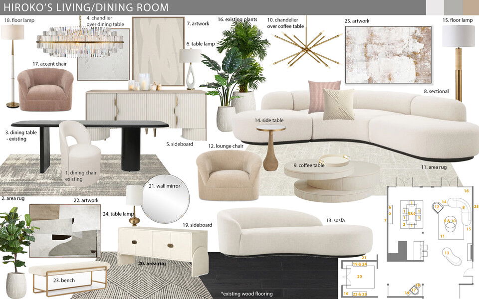 Sleek and Stylish Living & Dining Room Remodel Jessica S. Moodboard 2 thumb