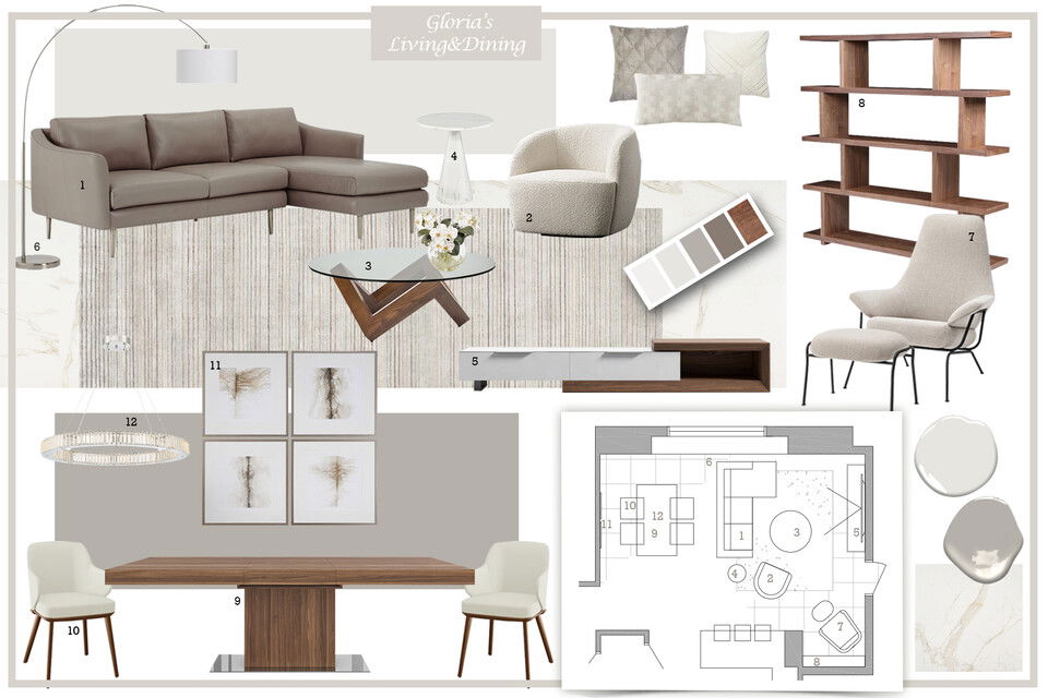 Gold Accents Contemporary Home Interior Design Dragana V. Moodboard 2 thumb