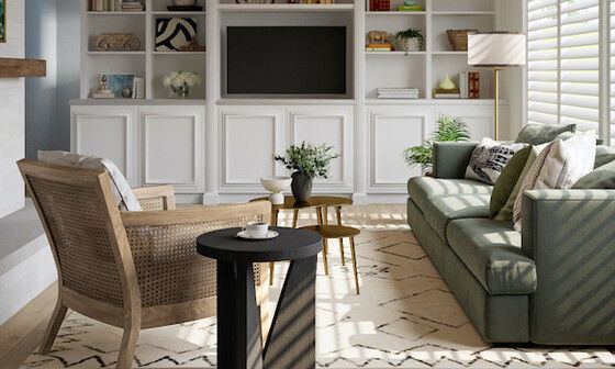 Colorful & Eclectic Living Room by affordable Chicago interior designers