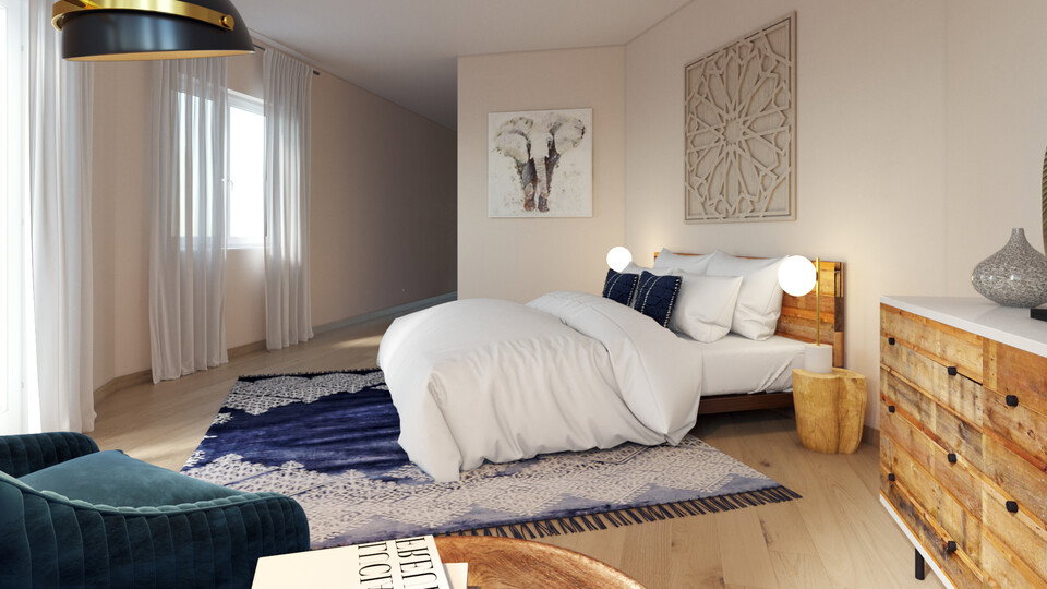 Cozy contemporary master bedroom & kids room design