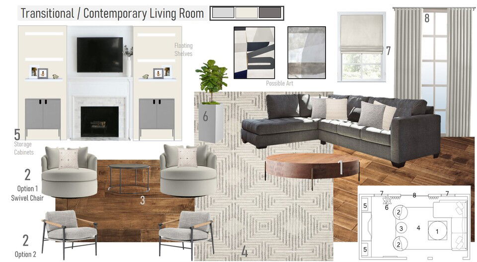 Calm Transitional Bedroom & Dining Room Project Wanda P. Moodboard 1 thumb