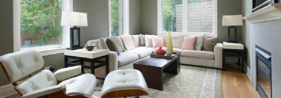 Contemporary Family Room with Modern Accents Design- Before Photo