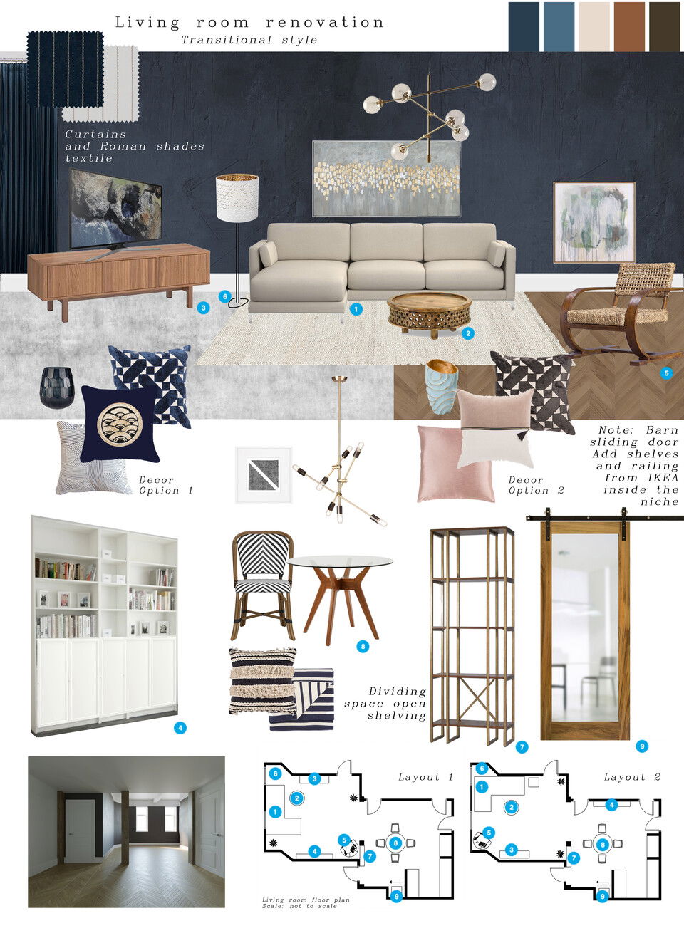 Modern Contemporary Living Room And Dining Room Interior Design Darya N. Moodboard 3 thumb