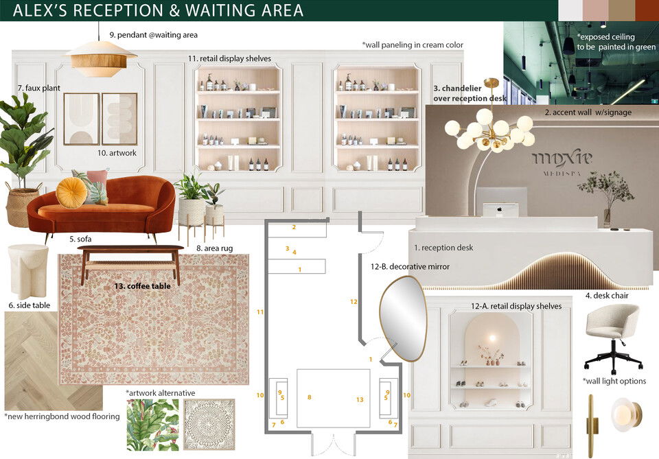 Diseño de interiores de Medispa acogedor Jessica S. Tablero de inspiración 1