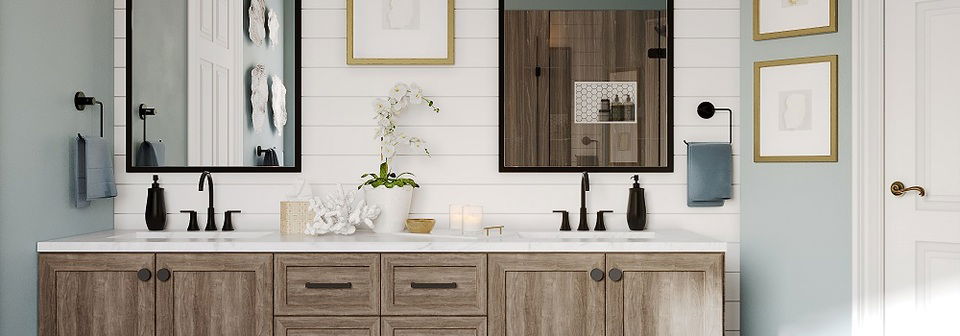 Modern Country Bathroom Design by top Charlotte interior designers