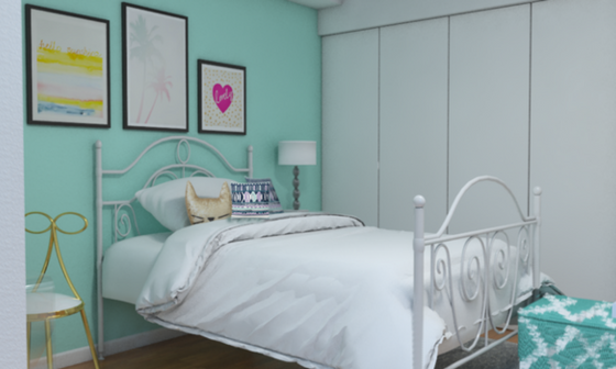 Teal Girls Bedroom Interior Design Online