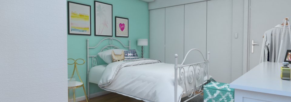 Teal Girls Bedroom Interior Design Online