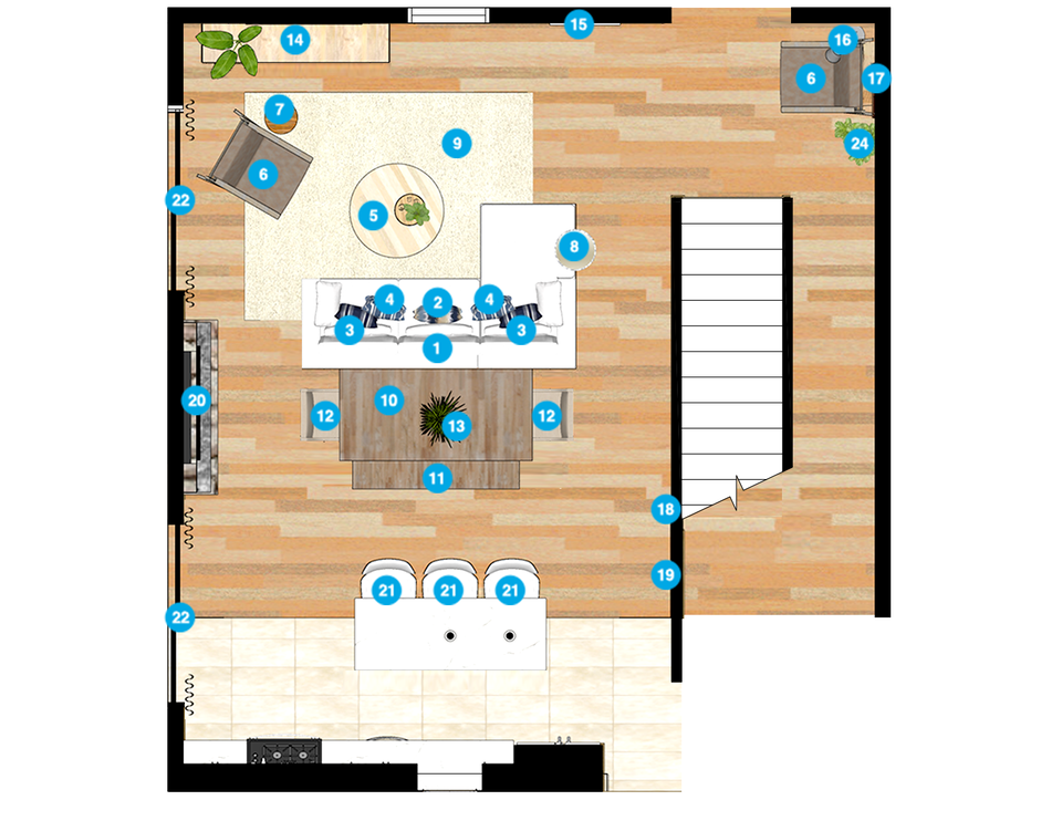 Online Designer Combined Living/Dining Floorplan