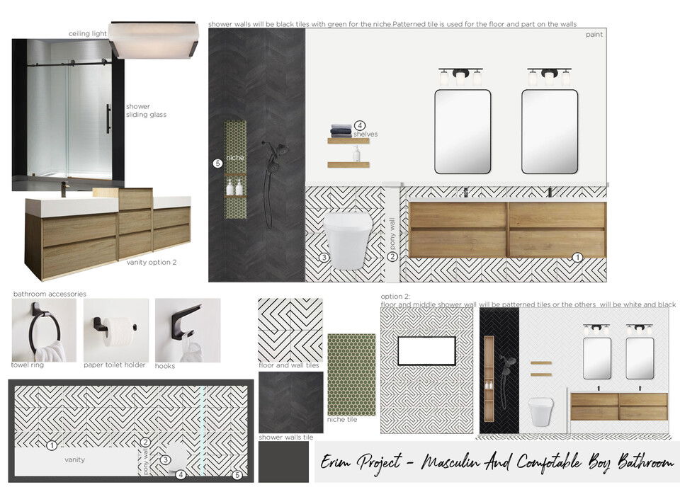 Renovación de baño masculina y cómoda Maya M. Tablero de inspiración 2 miniatura