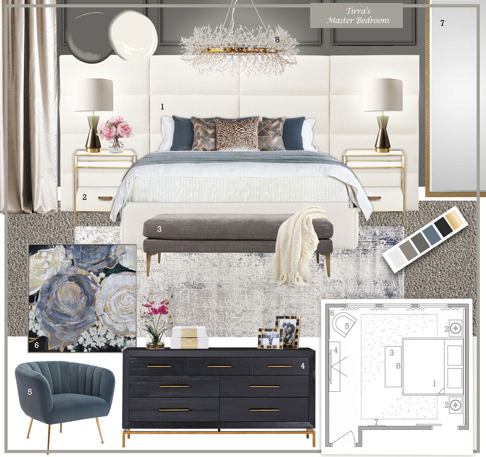 Beautiful Glam Master Bedroom Remodel Dragana V. Moodboard 1 thumb