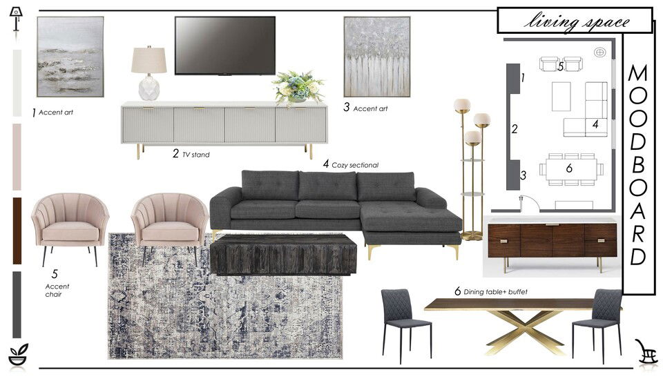 Diseño de sala familiar contemporánea Lidija P. Moodboard 2 thumb