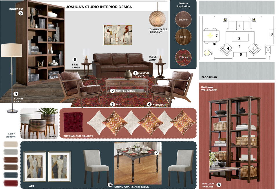 Mid-Century Masculine Living Dining Tijana Z. Moodboard 2 thumb