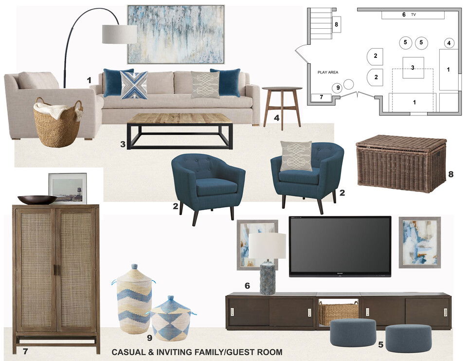 Modern Basement Family Room Laura A. Moodboard 1 thumb