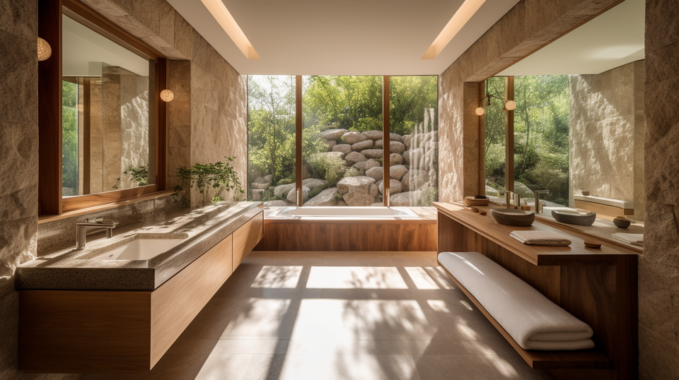 Zen Bathroom Design with Organic Furniture