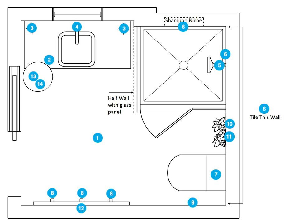 Online Designer Bathroom Floorplan