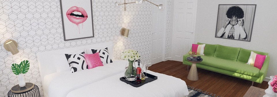 Toque de color para el dormitorio, baño y comedor - Renderizado después
