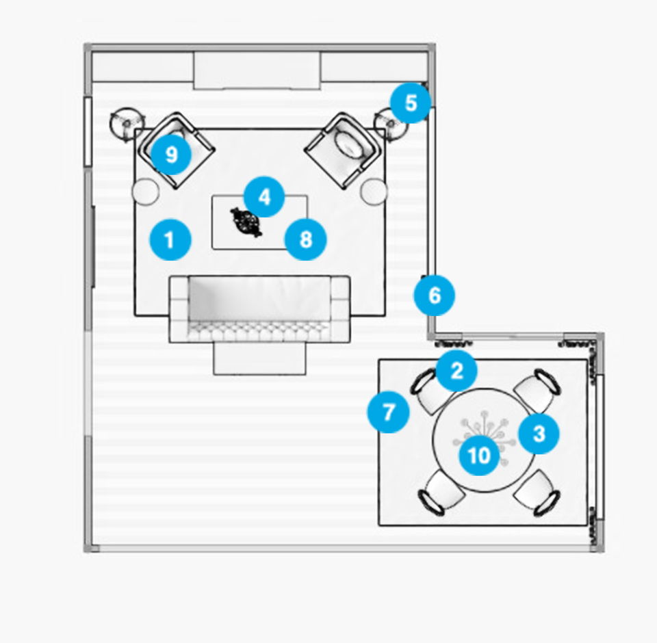 Online Designer Combined Living/Dining Floorplan