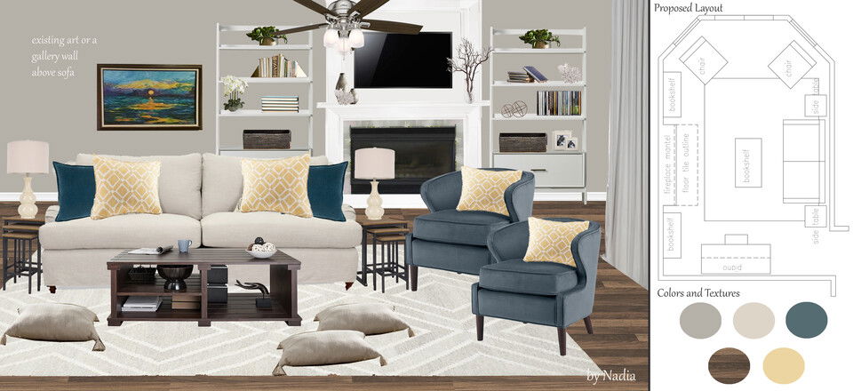 Transitional Family Room Interior Design Nadia G. Moodboard 2 thumb