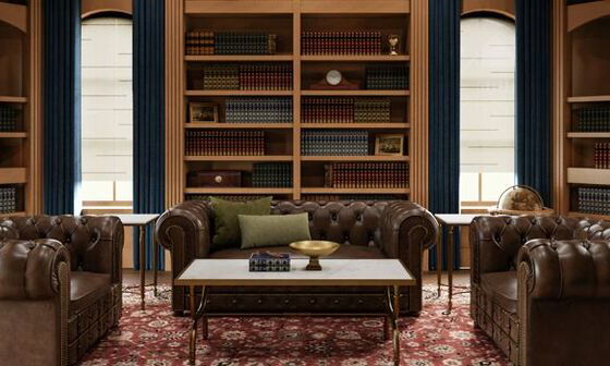 Traditional Wooden Library Renovation by interior designers in Houston, Texas