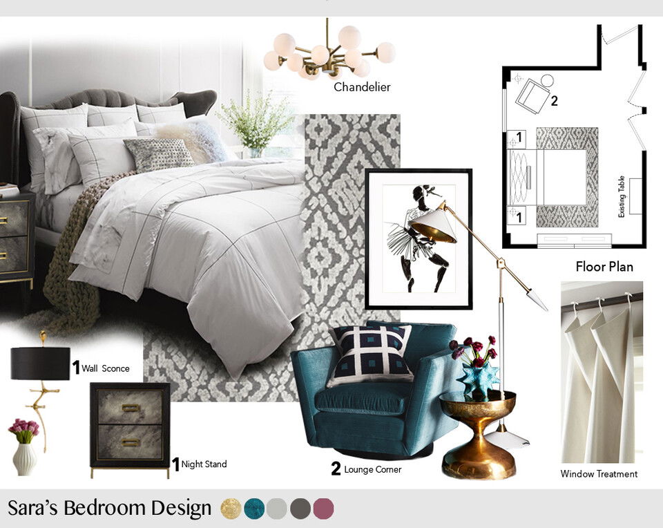 Femenine glamour bedroom Tiara M. Moodboard 1 thumb