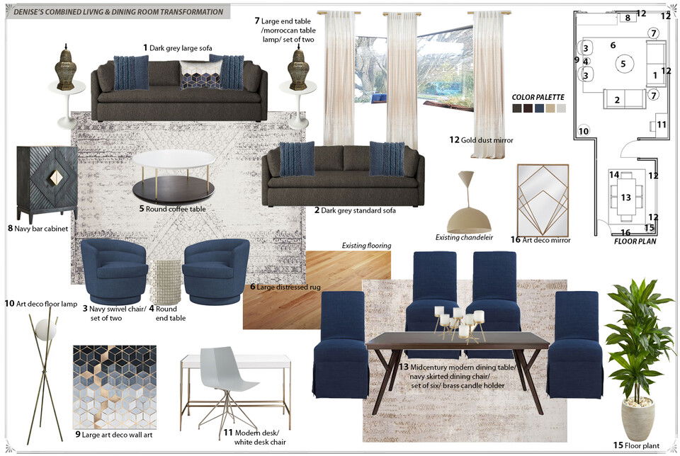 Art Deco Living & Dining Room Interior Design Franzi K. Moodboard 2 thumb