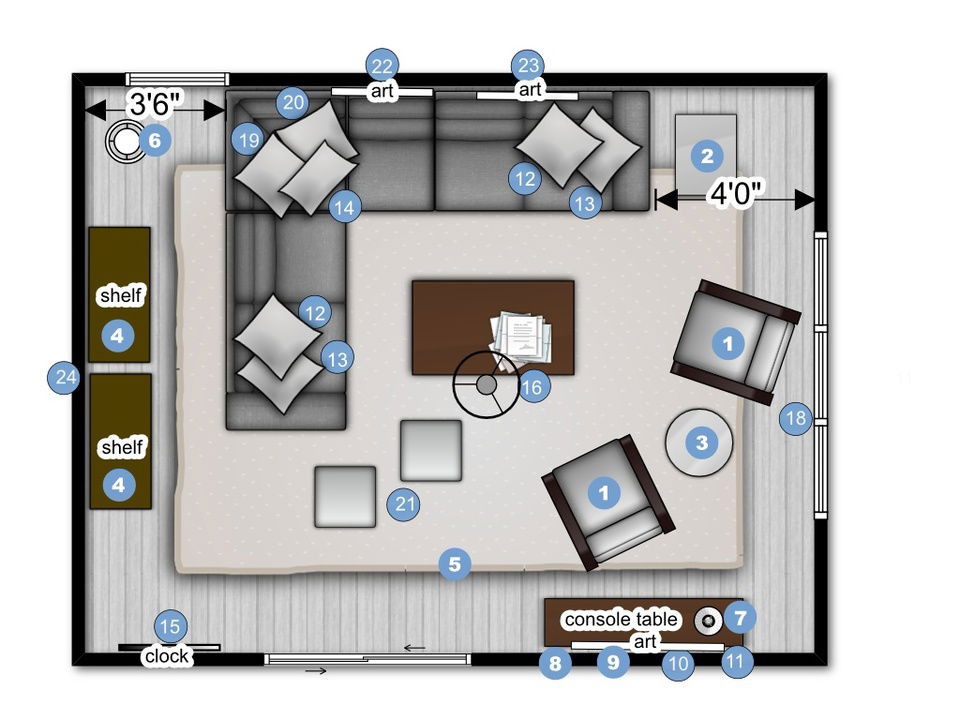 Online Designer Living Room Floorplan