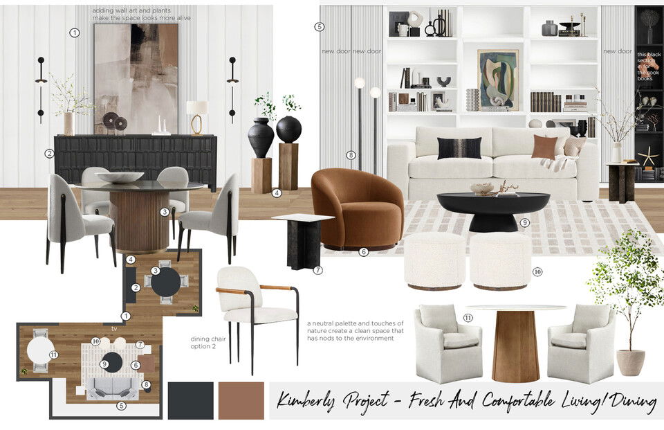 Sleek & Contemporary Living & Dining Room Maya M. Moodboard 1 thumb