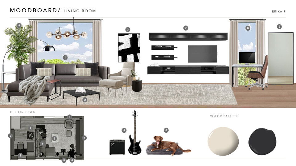 Stylish Small Studio Design Erika F. Moodboard 1 thumb