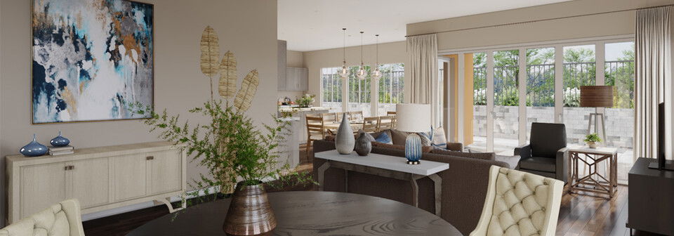 Bright Transitional Living Dining Room Combo- After Rendering