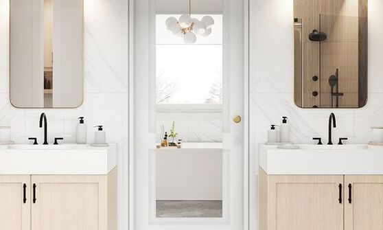 Transitional Master Bathroom by interior designers in Chicago, Illinois