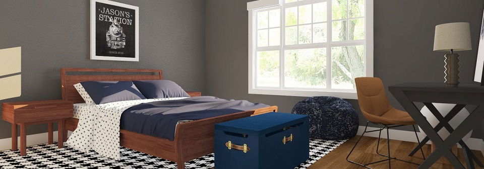 Habitación Contemporánea para Niños - Renderizado Después