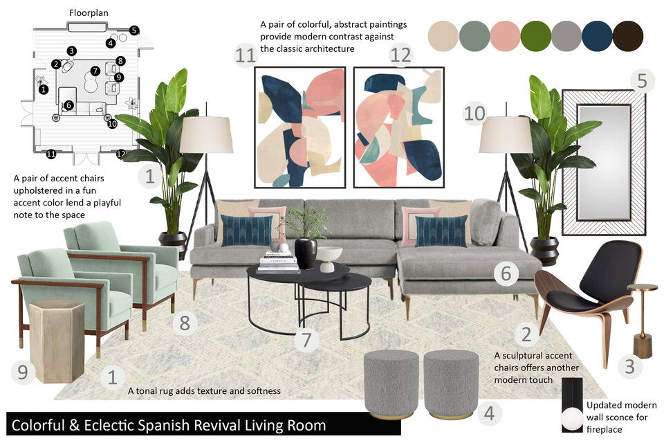 Mid Century Home with Stone Walls Sun Room Drew F. Moodboard 2 thumb