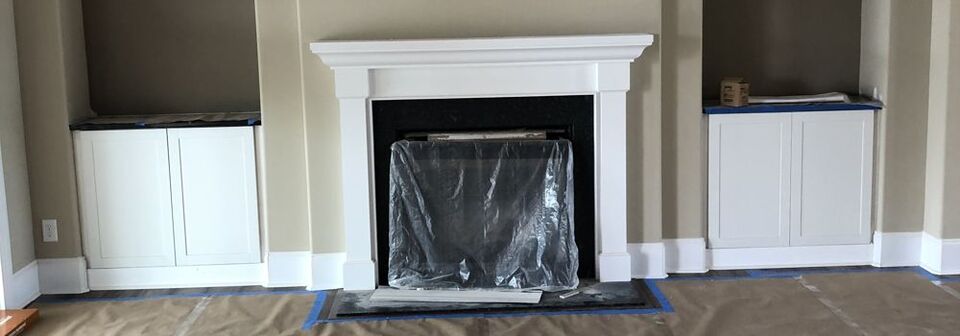  White Modern Traditional Combined Living and Dining Room- Before Photo