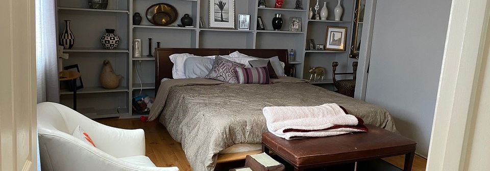 Diseño contemporáneo de dormitorio amigable con mascotas - Foto antes