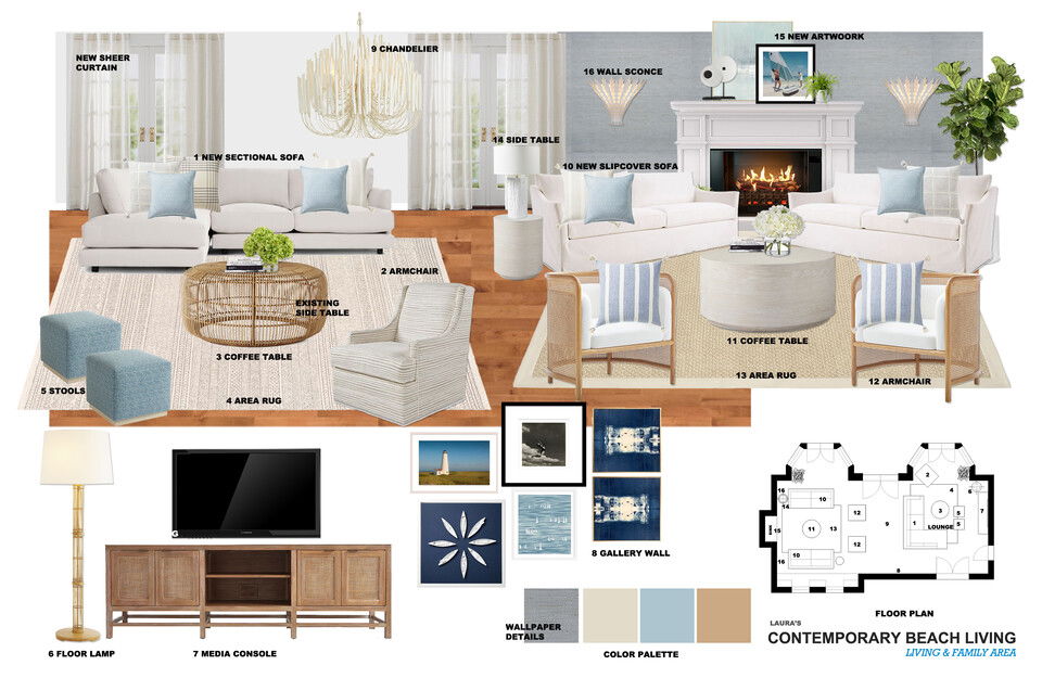 Diseño de Interior de Casa de Verano Costera Relajante Ibrahim H. Moodboard 2 thumb