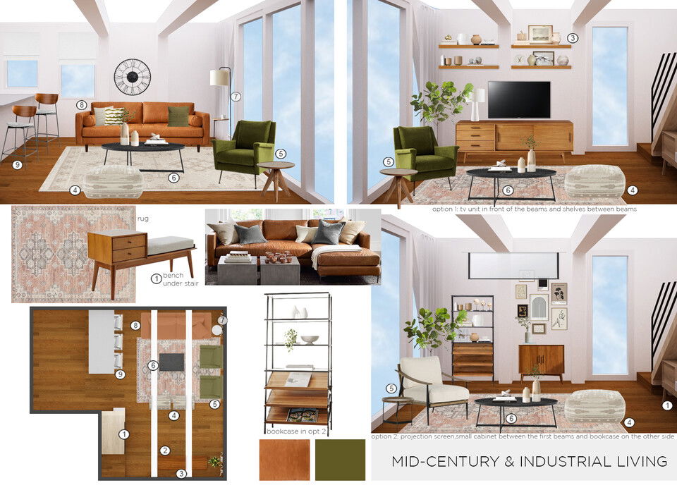 Renovación del salón escandinavo de mediados de siglo Maya M. Moodboard 1 thumb