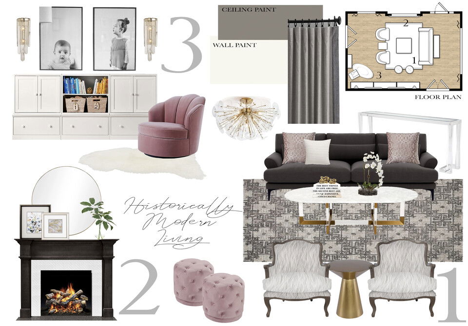 Glamorous Gold-Accented Living Room Design Tera S. Moodboard 1 thumb