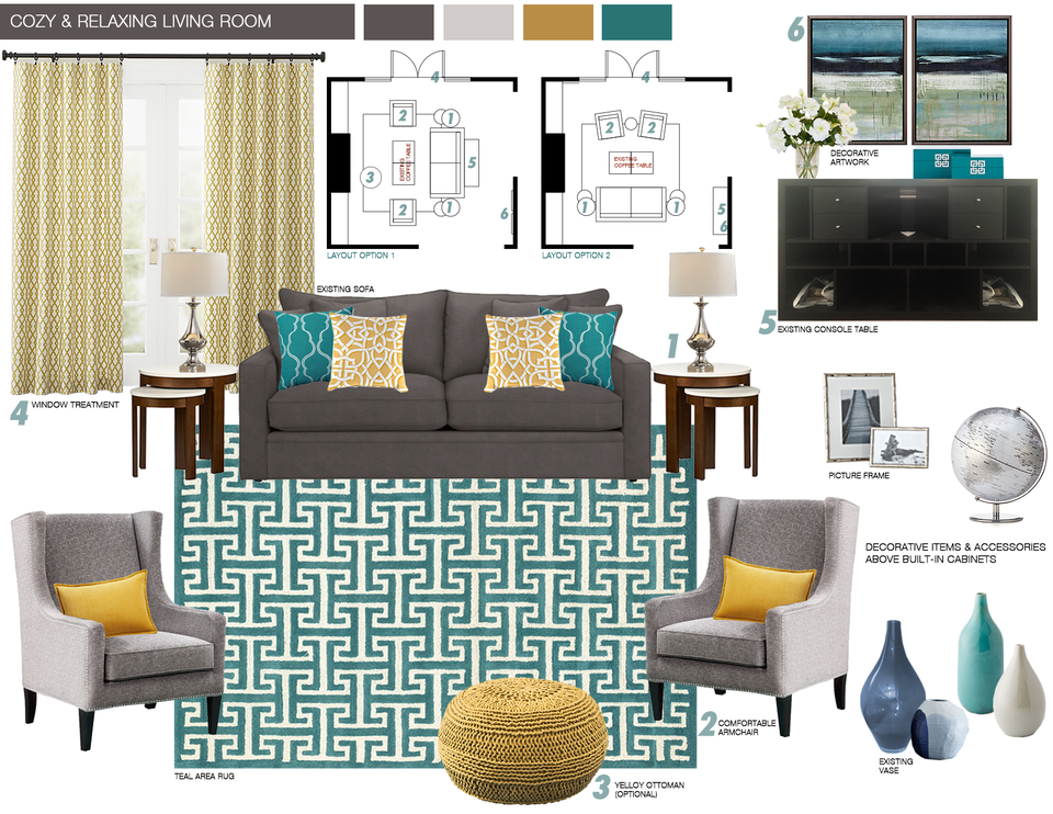 Contemporary pop living room Picharat A.  Moodboard 1 thumb