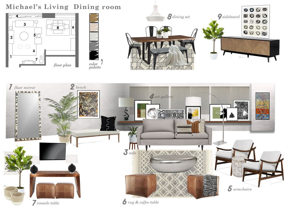 Contemporary Living/Dining Condo Transformation Marina S. Moodboard 2 thumb