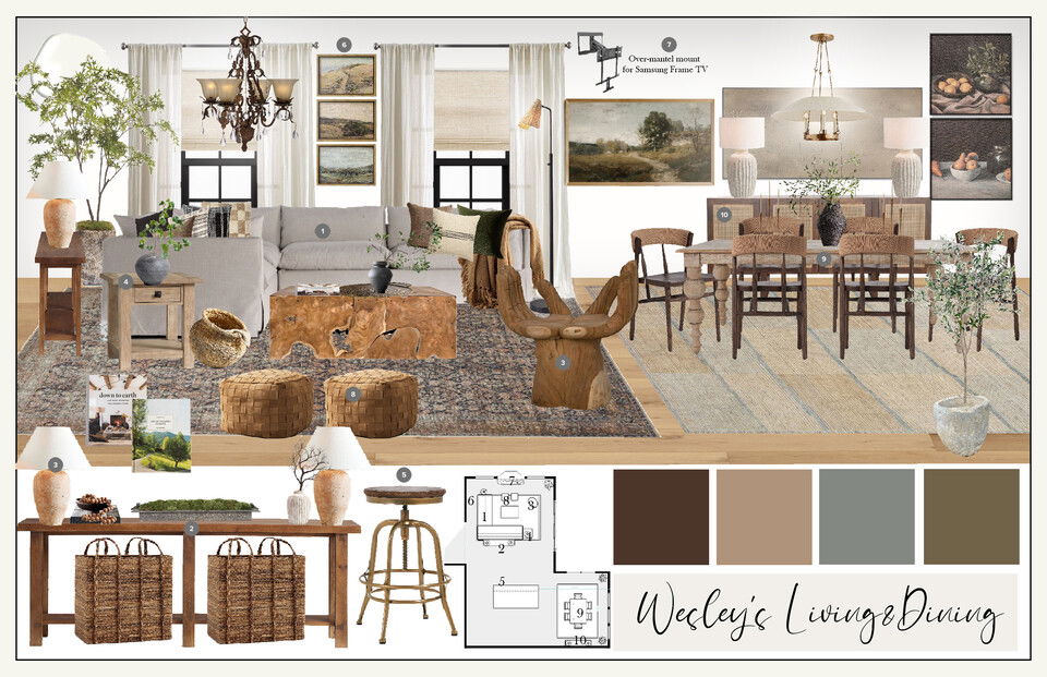 Luxe Bohemian Living & Dining Room Combo Casey H. Moodboard 1 thumb
