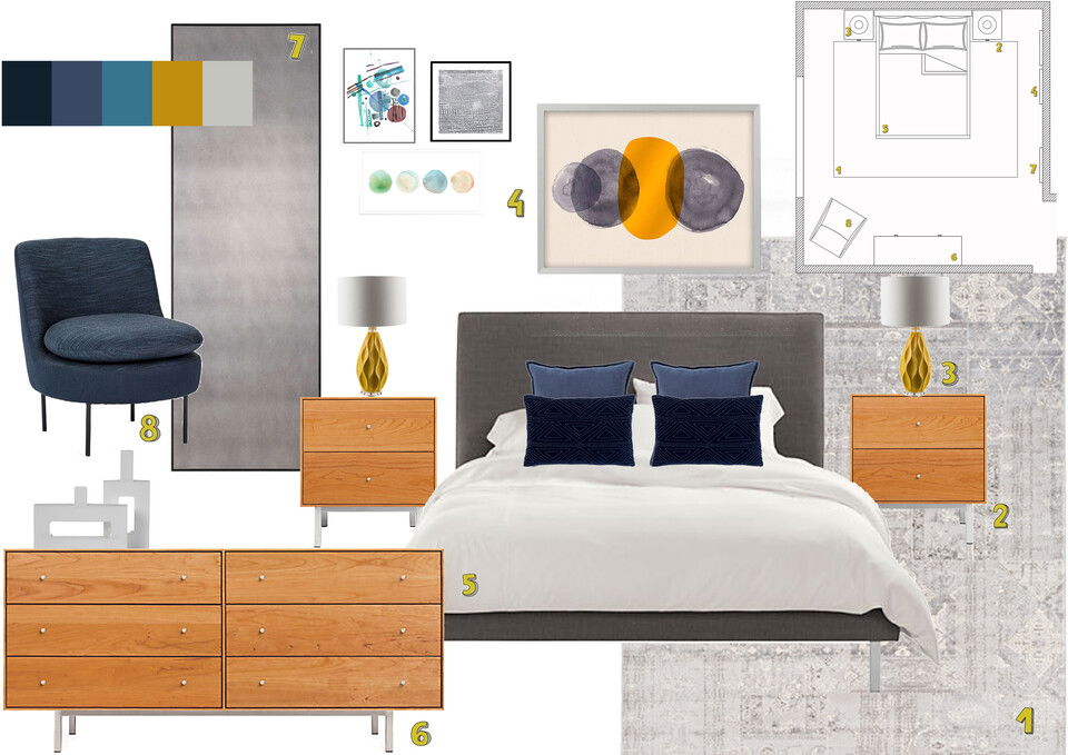 Modern master bedroom update in grey color Henrika T. Moodboard 1 thumb