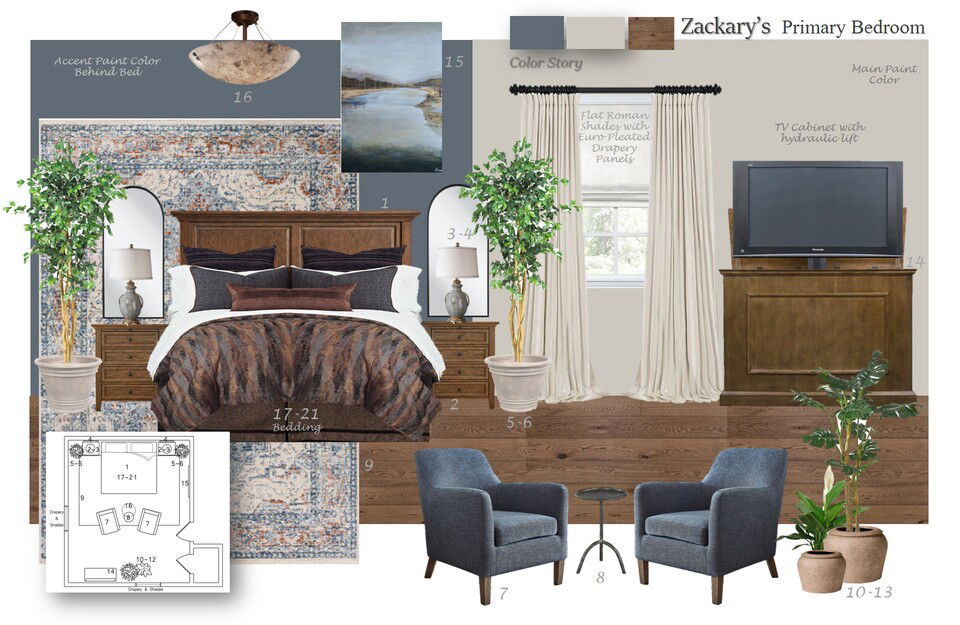 Traditional Antique Bedrooms and Bathroom Design Wanda P. Moodboard 1 thumb